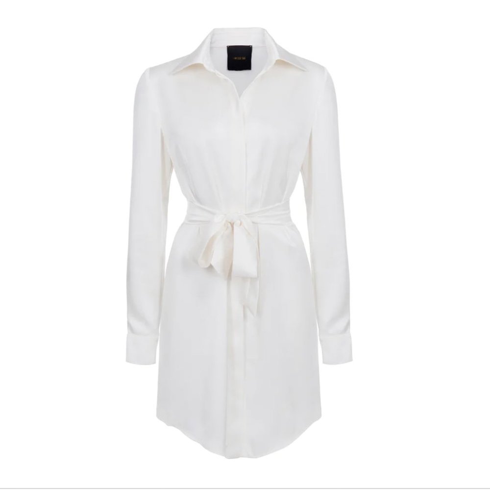 LOLA TARA Aspen Shirt Dress in Ivory, Size 6